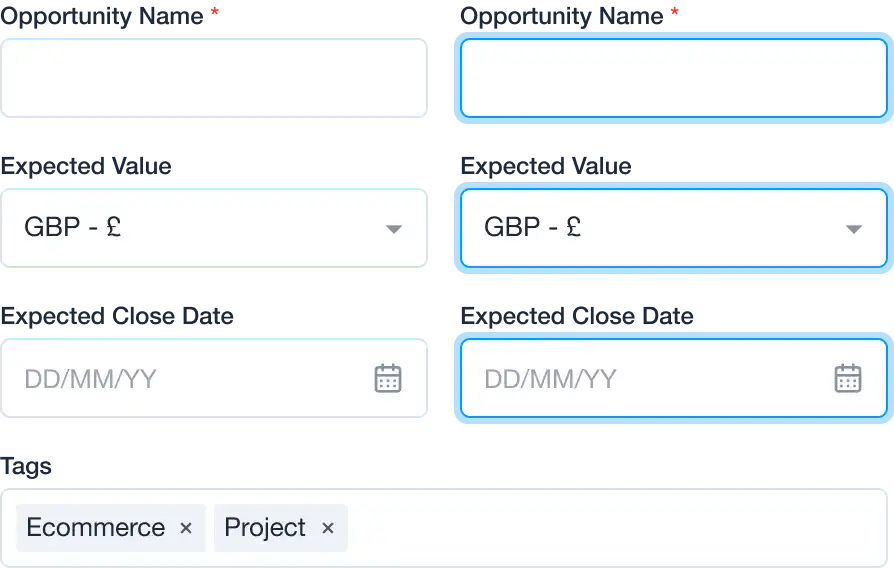 Fields on the new contact.