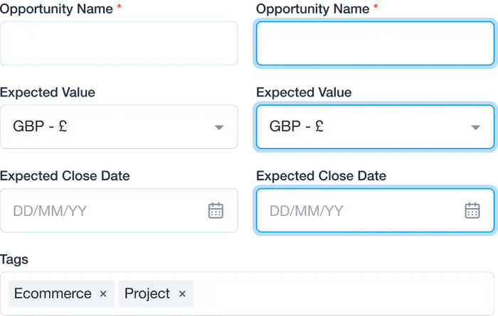 Fields on the new contact.