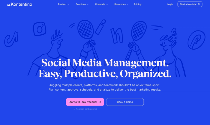 A screenshot of Kontentino's website