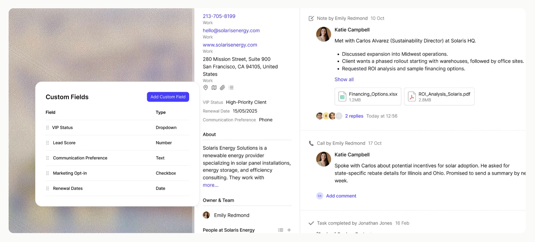 Capsule CRM interface