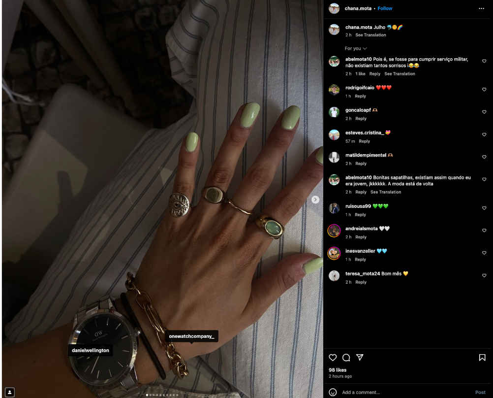 instagram post of a jewellery