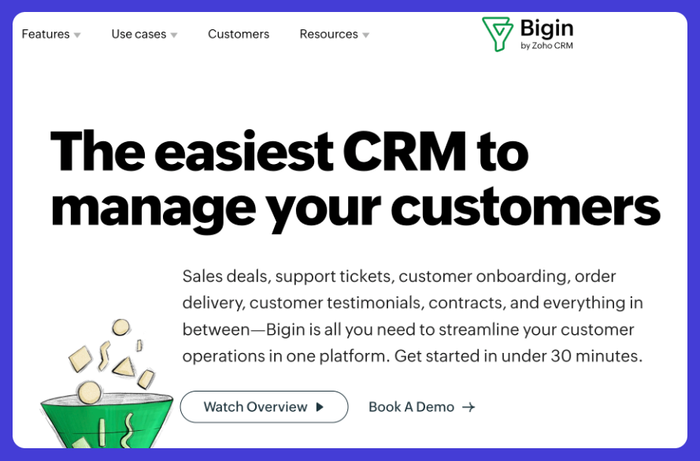 Bigin CRM's website.