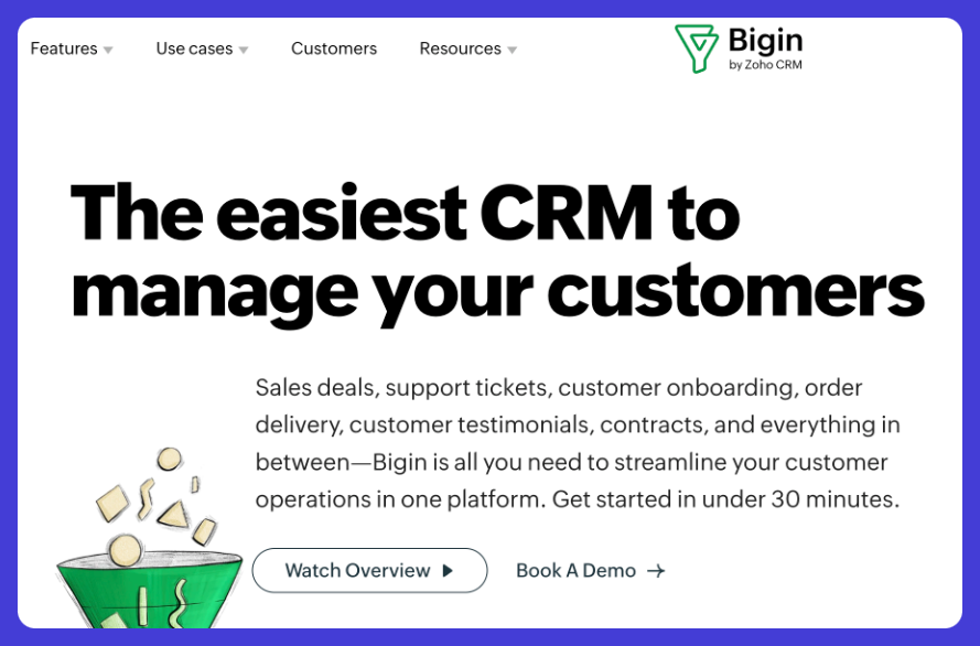 Bigin CRM website.