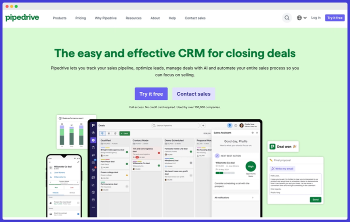 Pipedrive CRM's webiste.