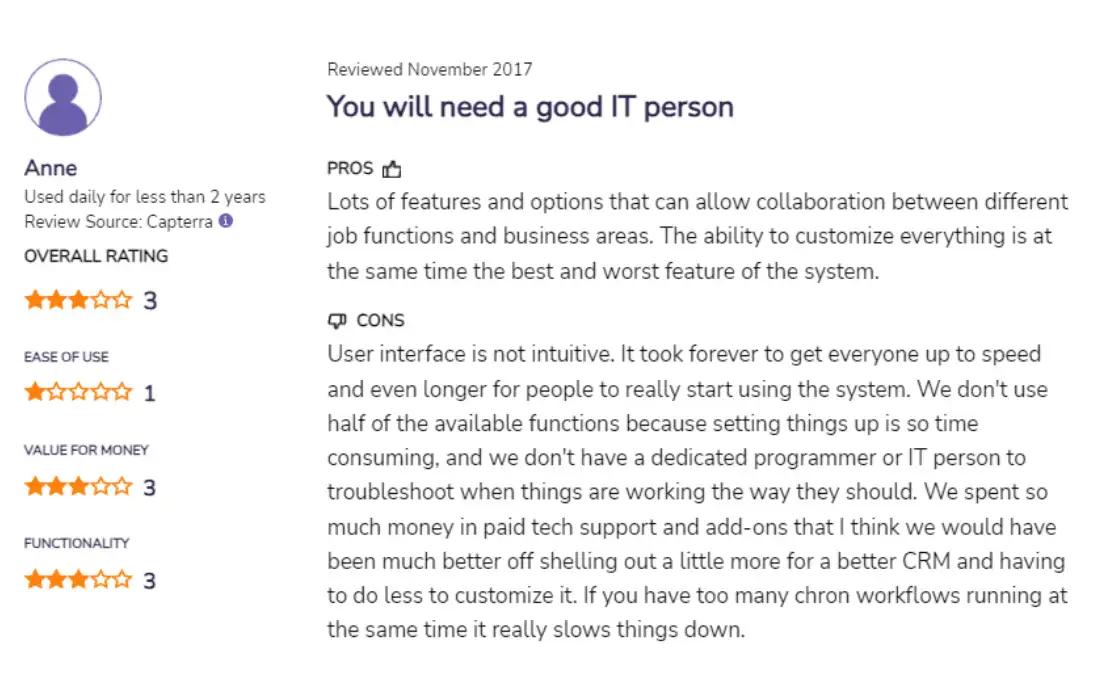 vtiger interface drawbacks