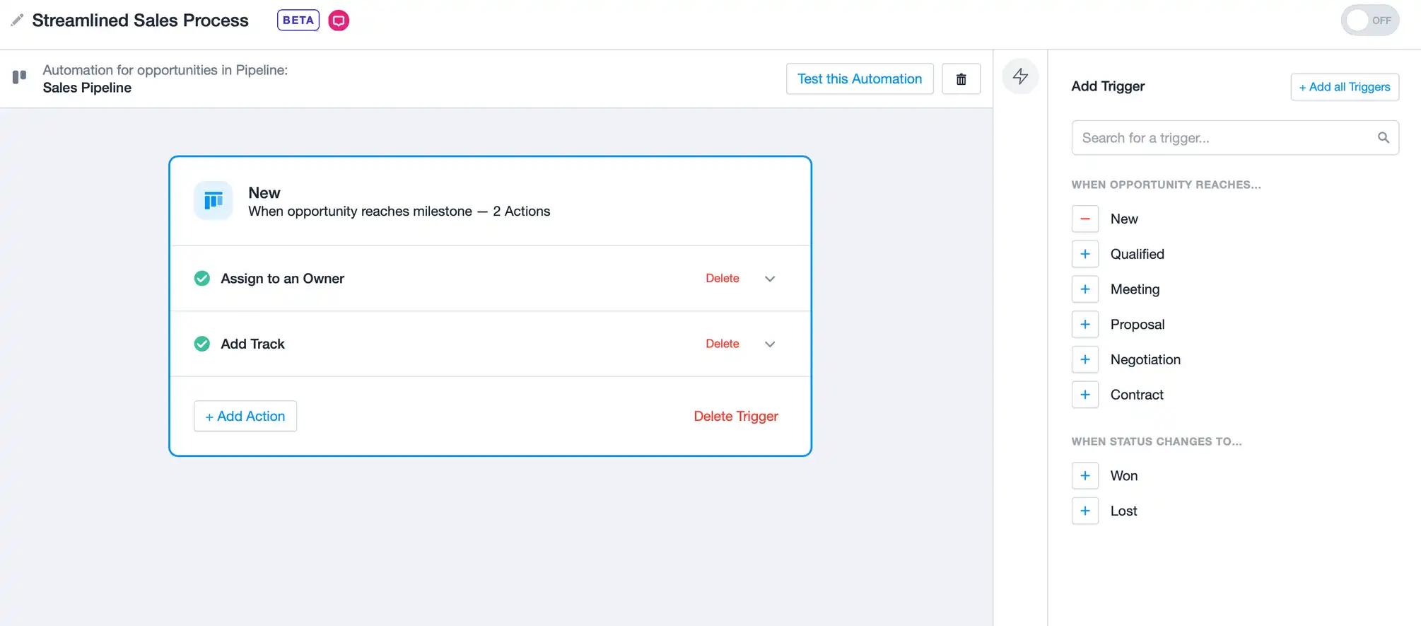 a screenshot of a dashboard showing a streamlined sales process .