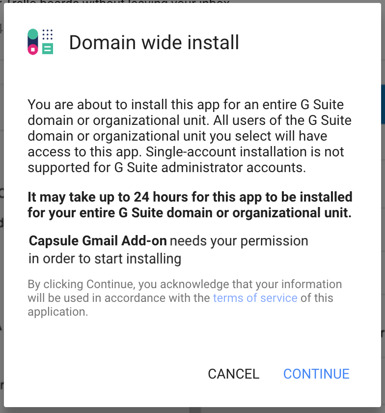 Confirm install by clicking the continue button
