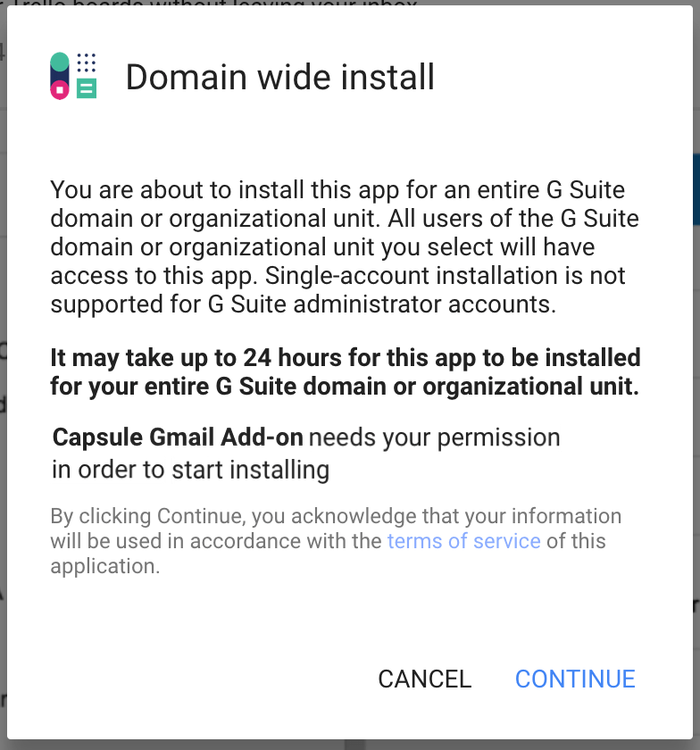Confirm install by clicking the continue button