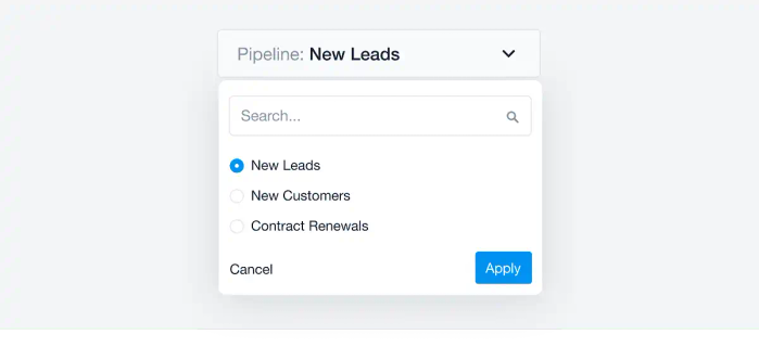 a screenshot of a pipeline for new leads