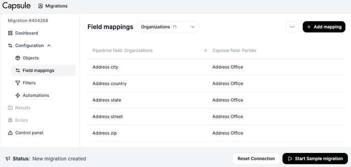 showing import2 settings page for field mappings