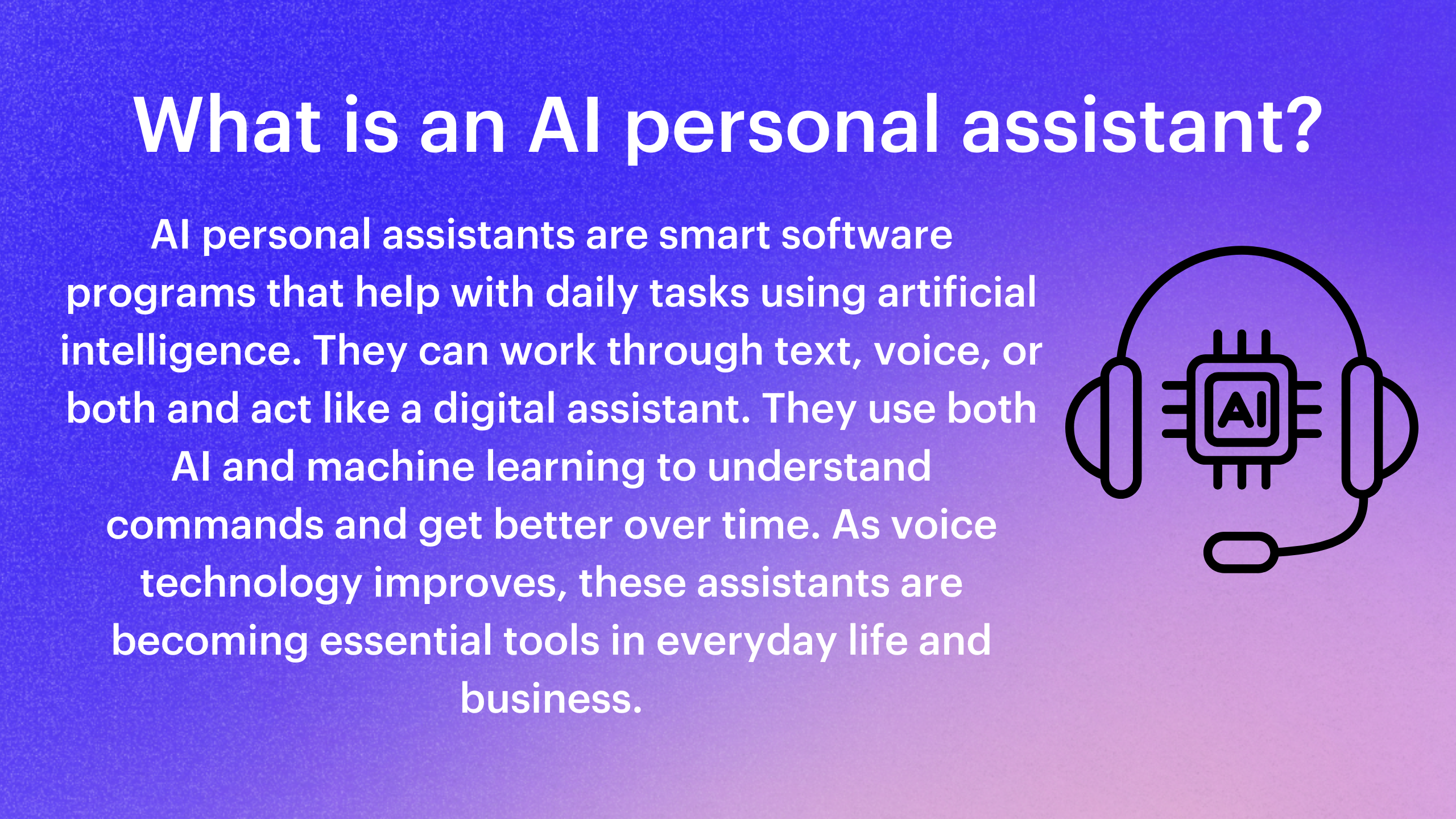 un póster que explica qué es un asistente personal de inteligencia artificial