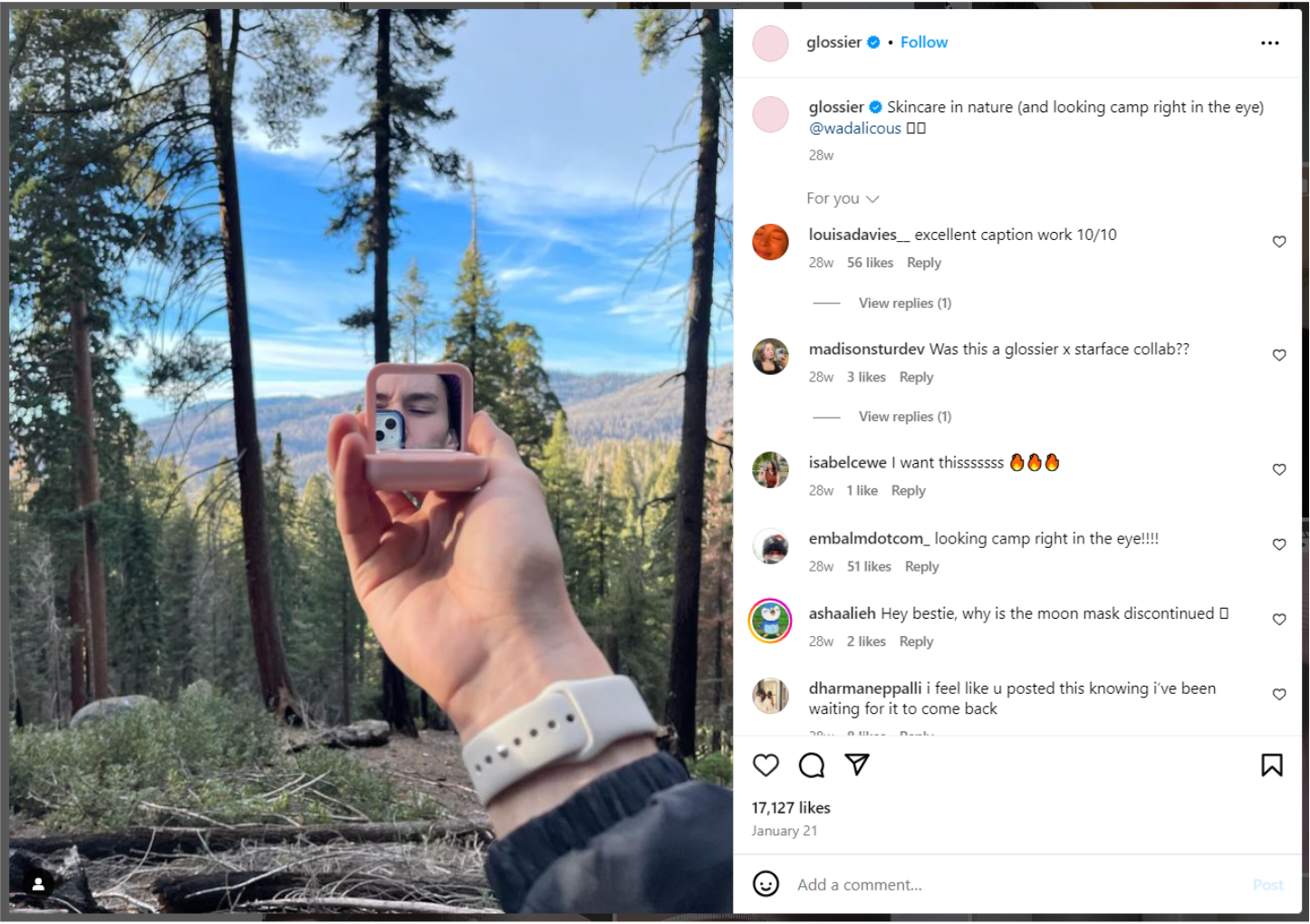 contenido generado por usuarios de Glossier
