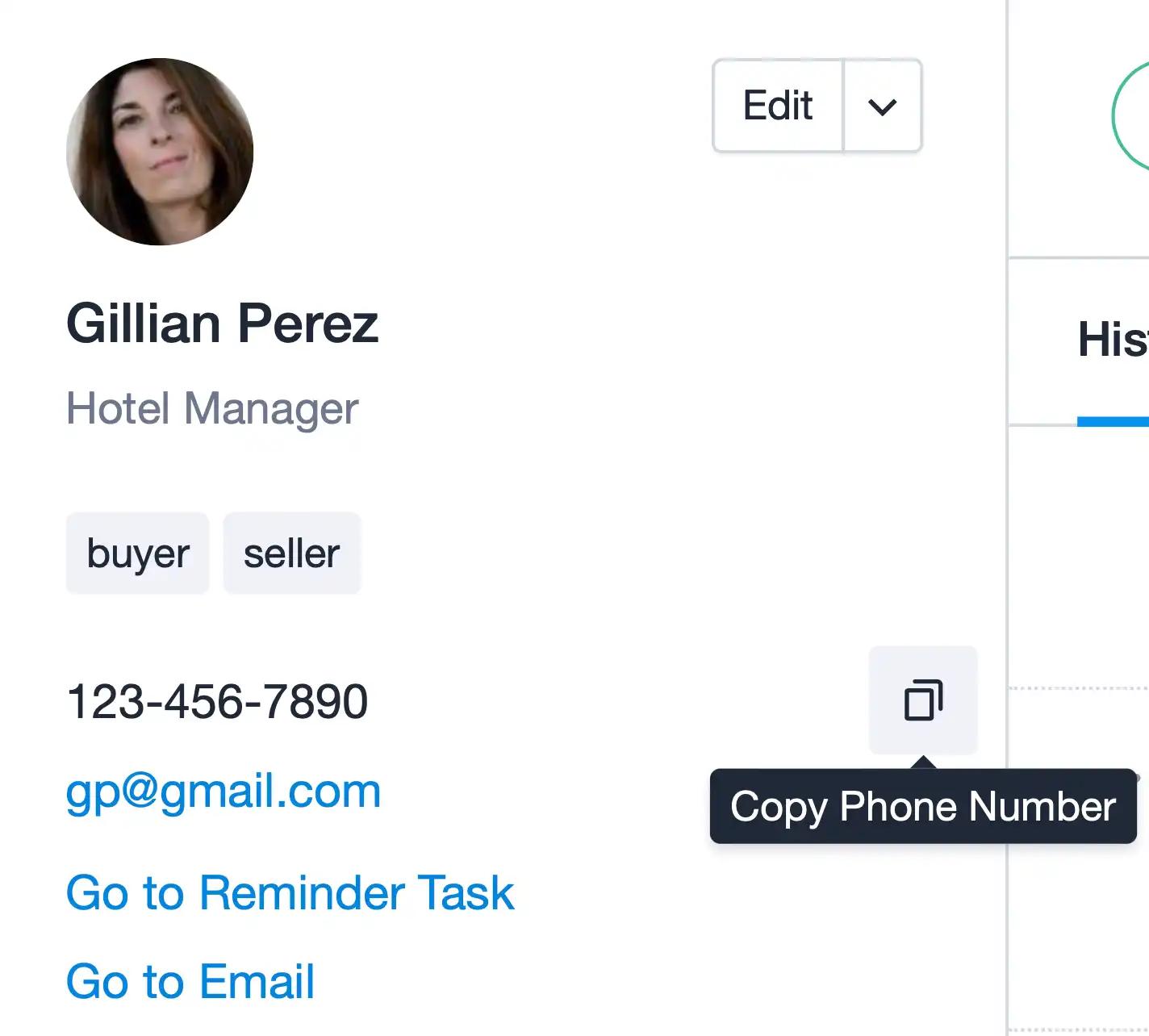 Contact details of a hotel manager: email address, phone number, and more.