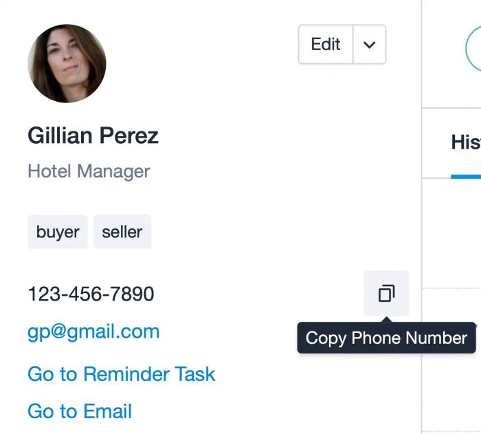 Contact details of a hotel manager: email address, phone number, and more.
