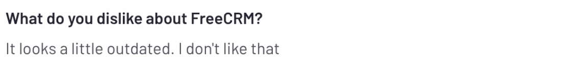 A review saying how they feel FreeCRM is outdated