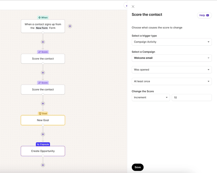 a screenshot of a screen that says score the contact