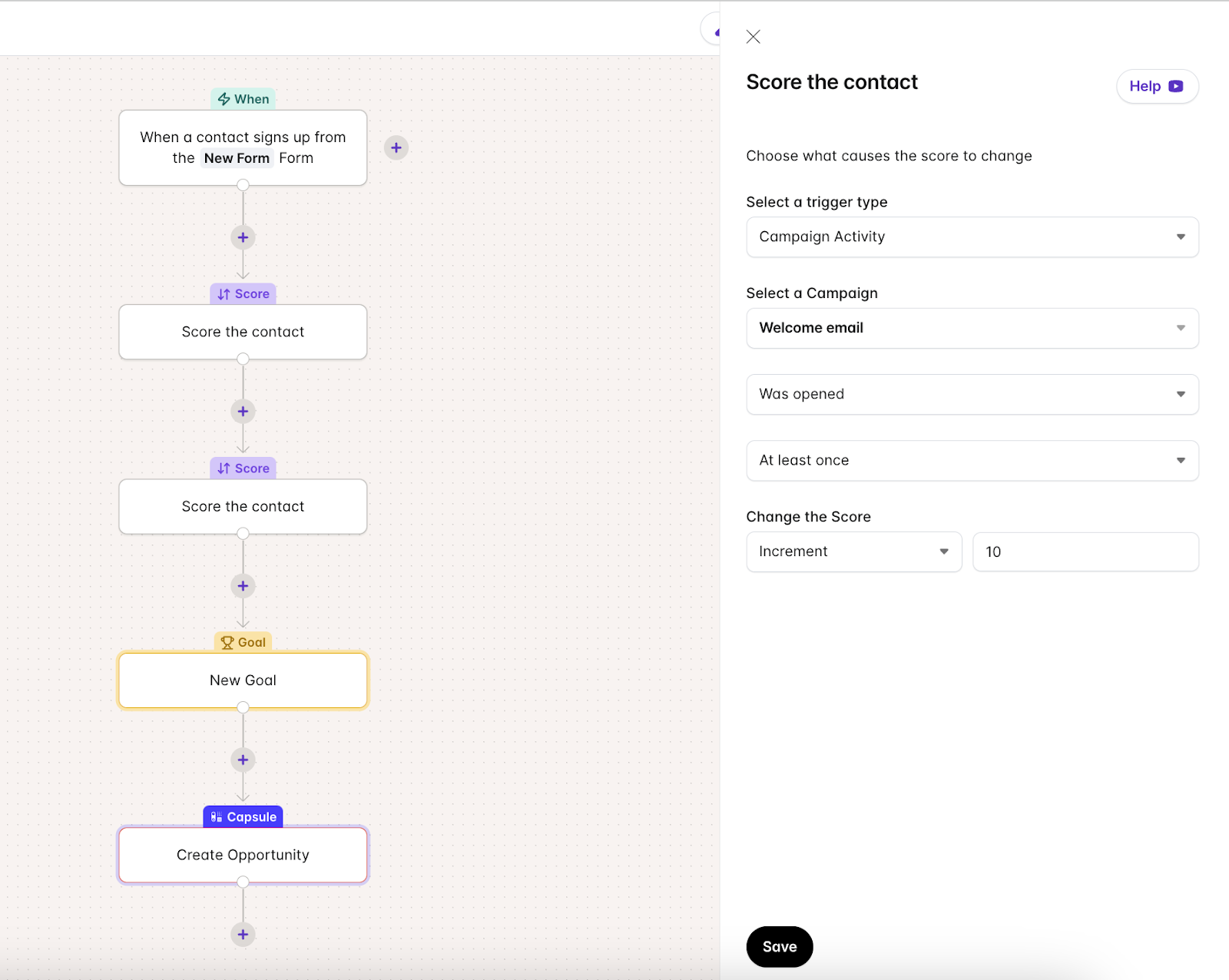 a screenshot of a screen that says score the contact