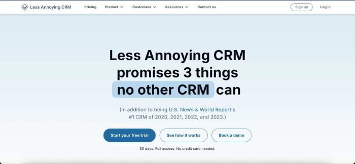 Less Annoying CRM website.