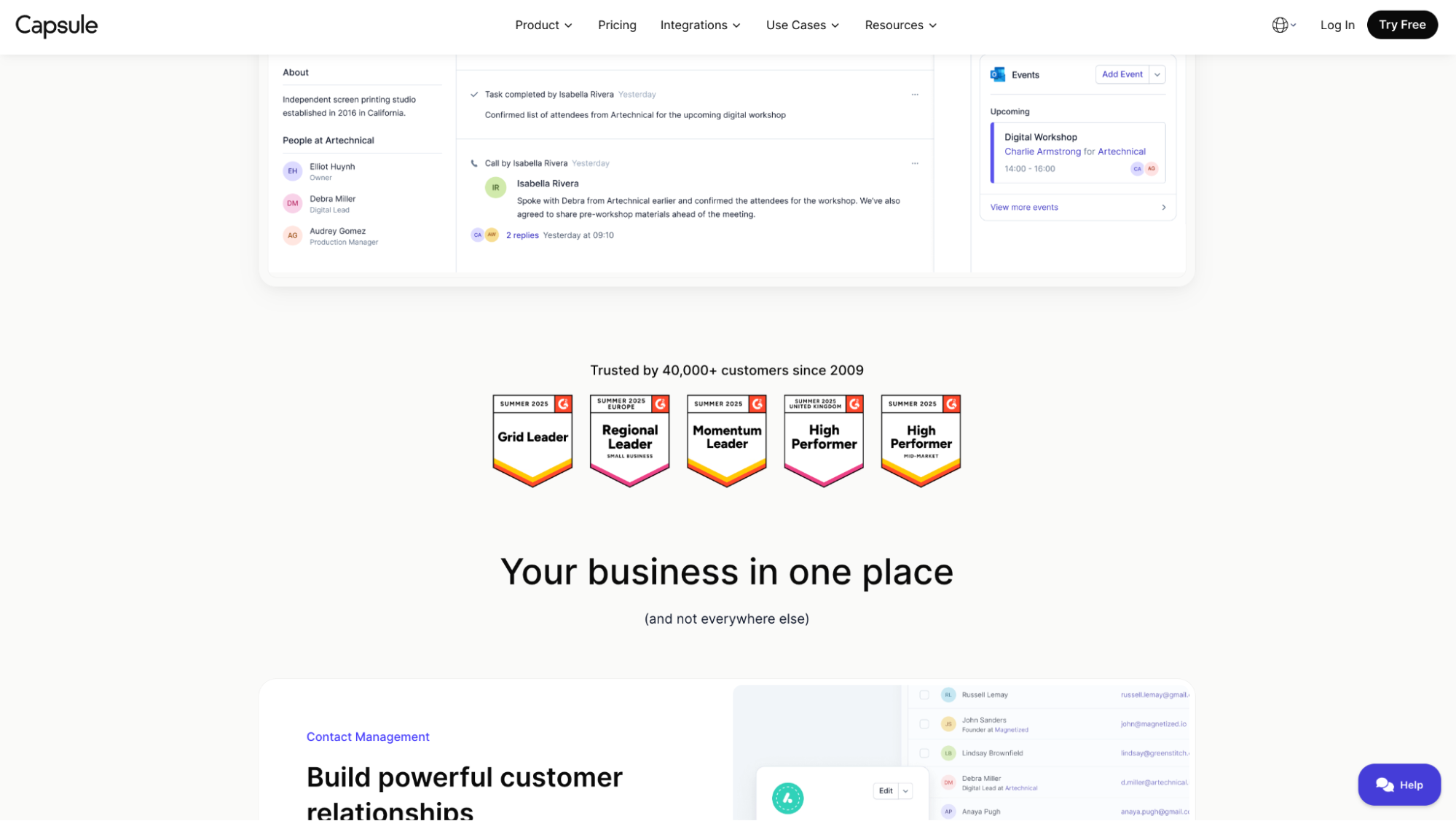 a screenshot of a website called capsule