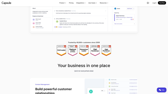 a screenshot of a website called capsule