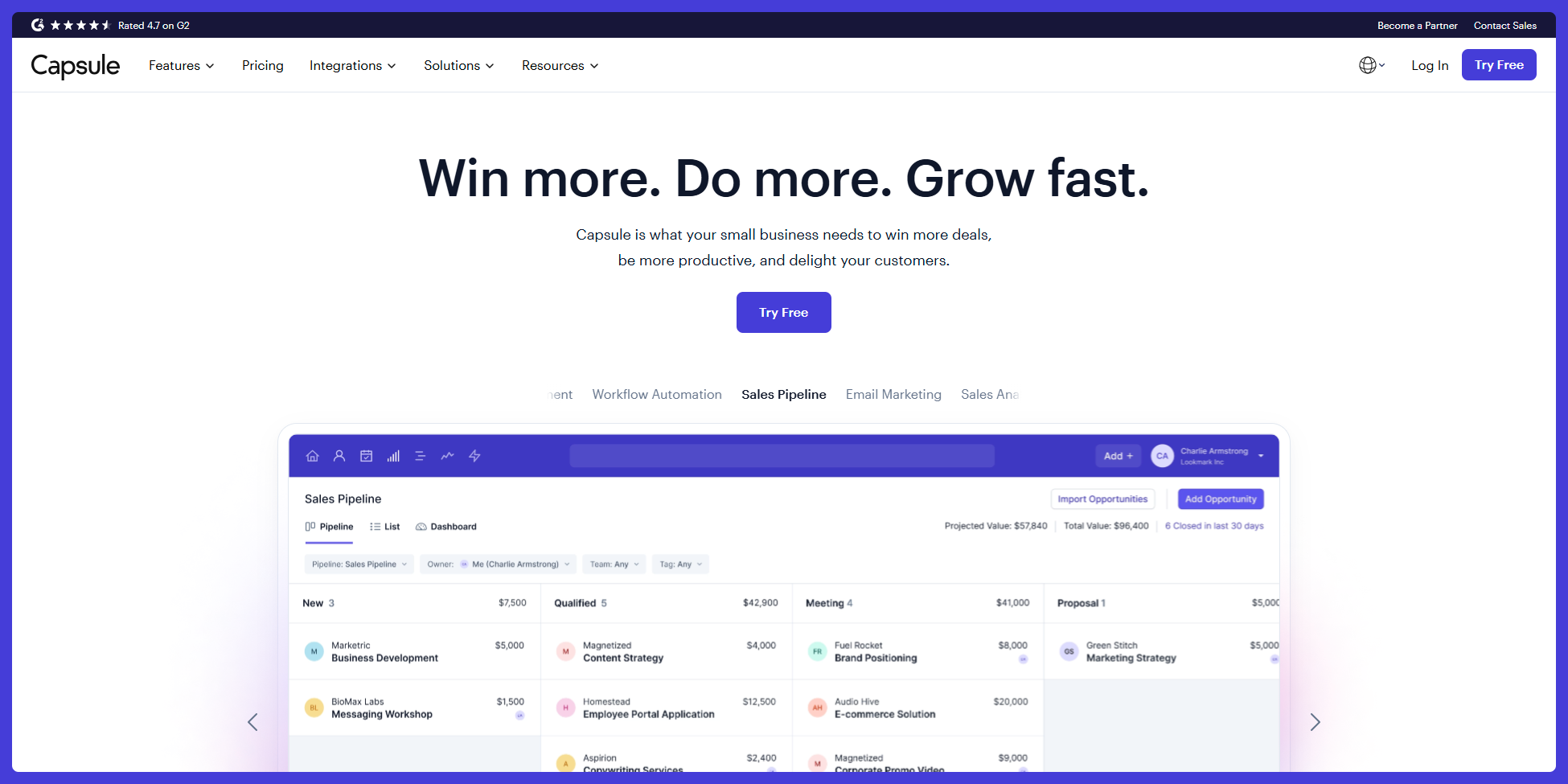 Capsule homepage.
