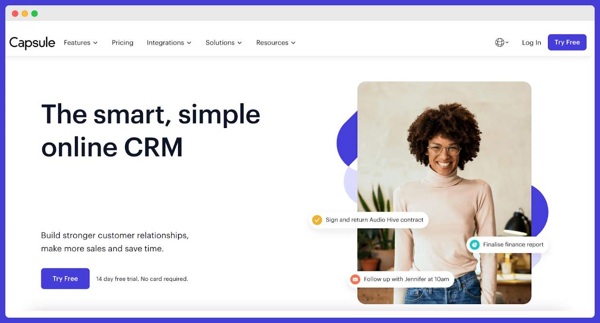 Capsule CRM's website.