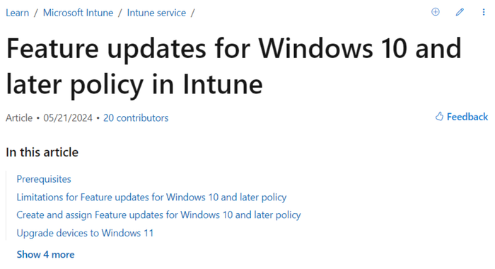 Microsoft feature update