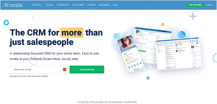Nimble landing page