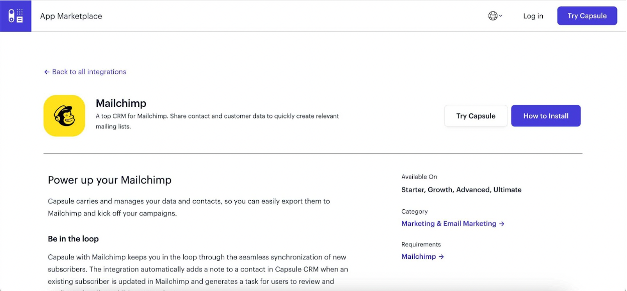 integración de Mailchimp