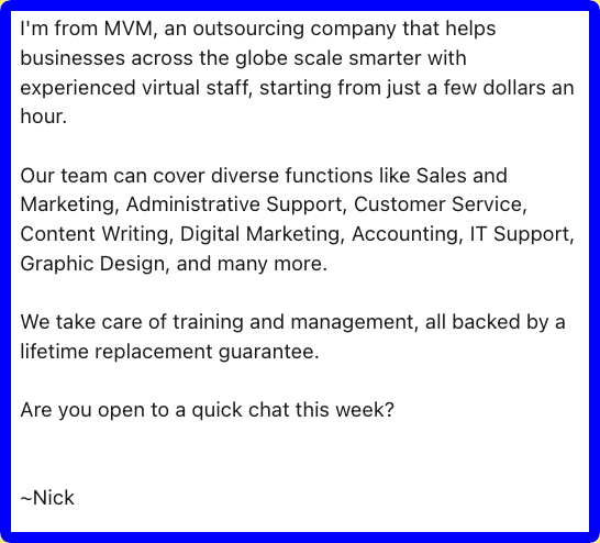 An advertisement for an outsourcing company that helps businesses across the globe scale smarter with experienced virtual staff.