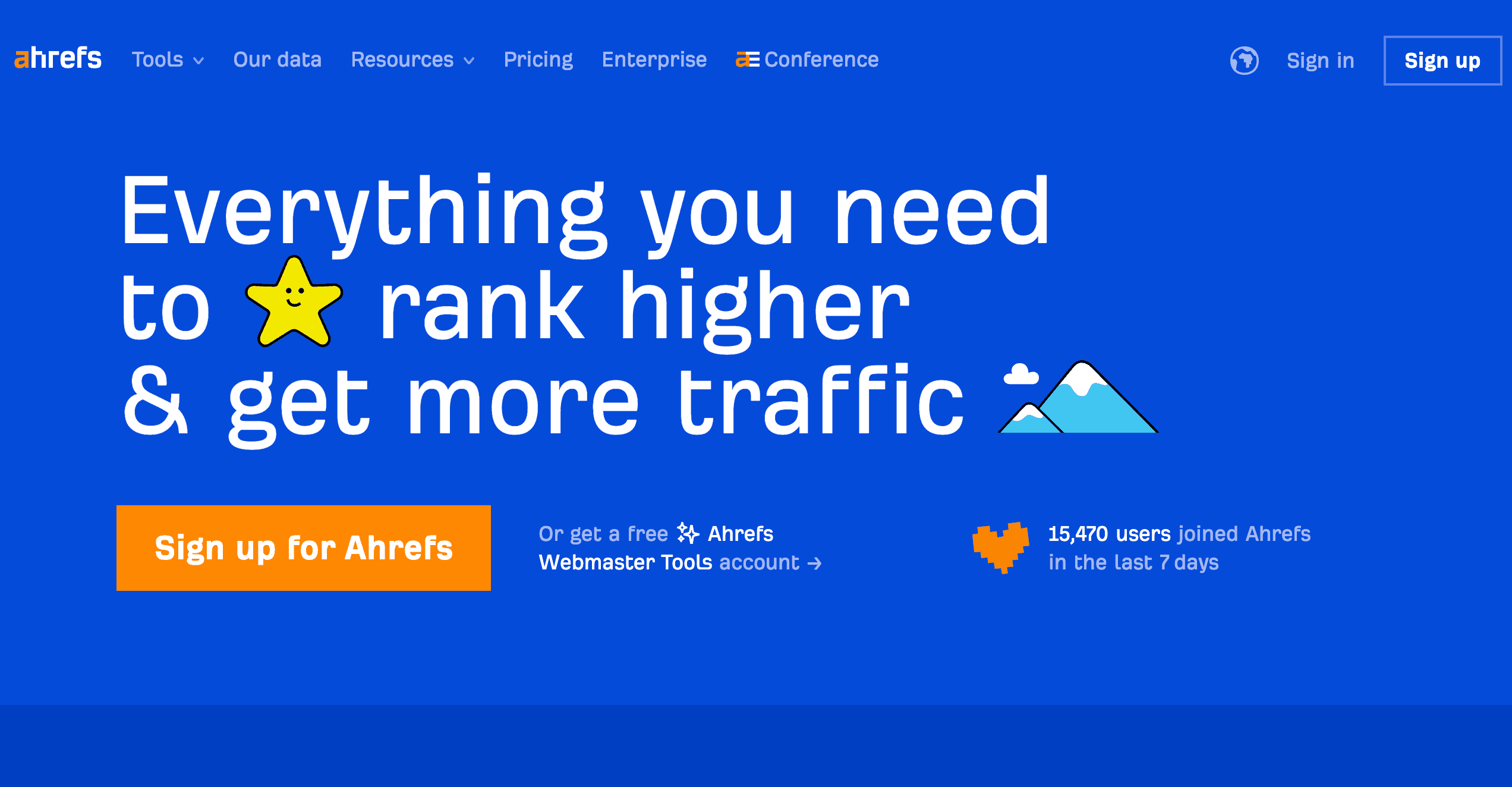 A screenshot of Ahref's website