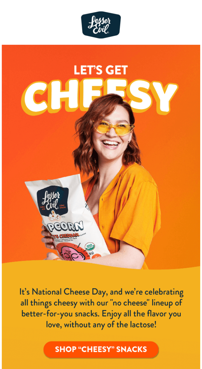 Moon Cheese's punny email campaign
