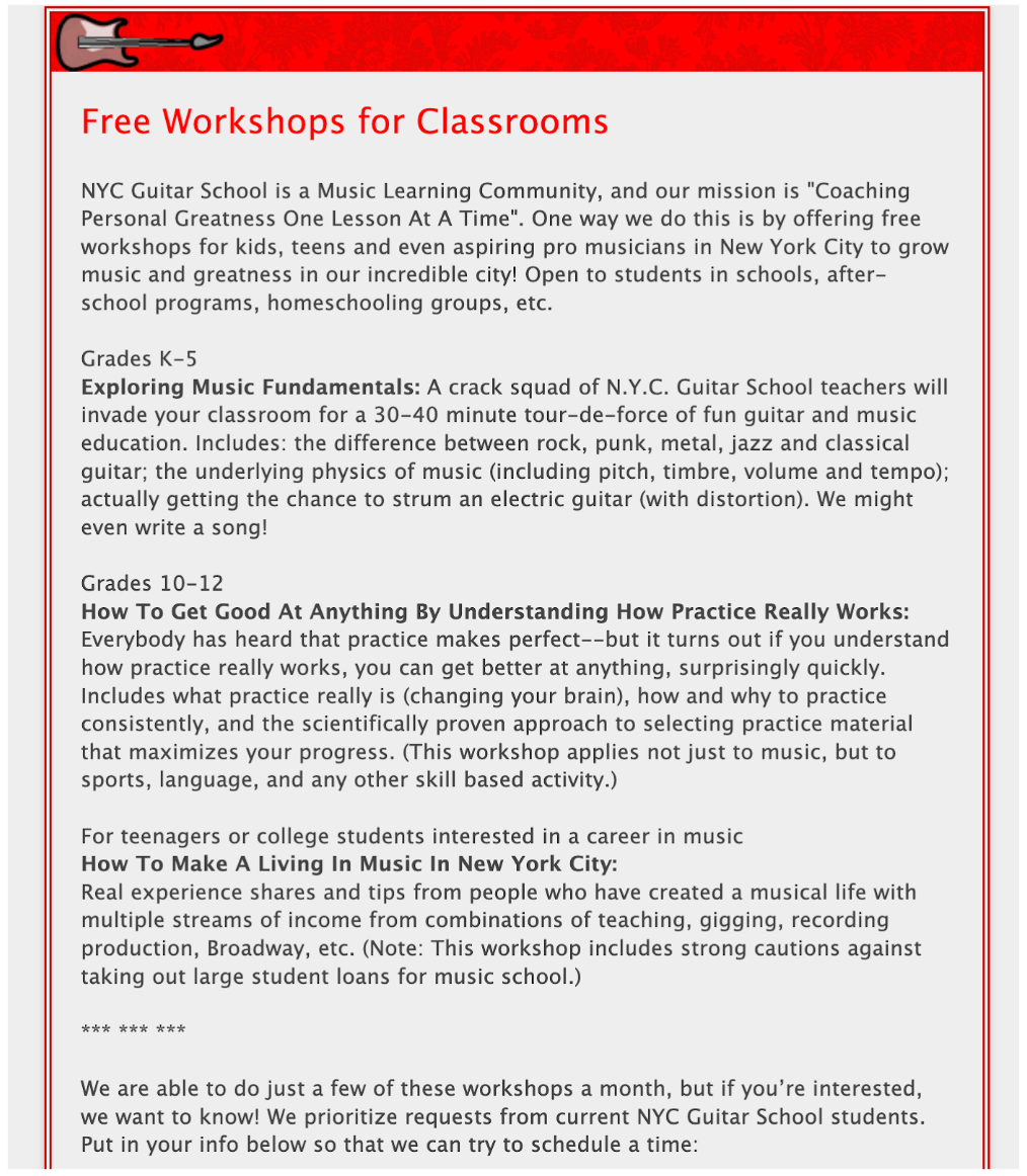 free guitar workshops