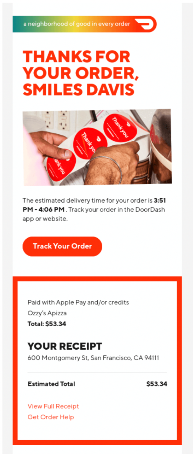 Confirmation email