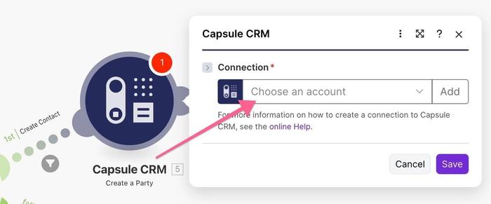 choisir le champ de compte Capsule dans le scénario MailerLite