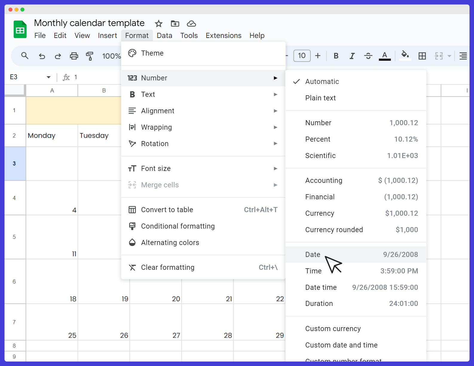 Google Sheets instruction
