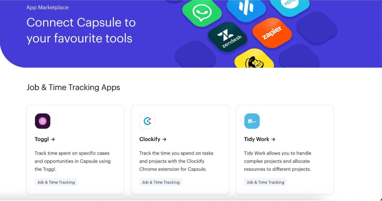 Job and time tracking integrations