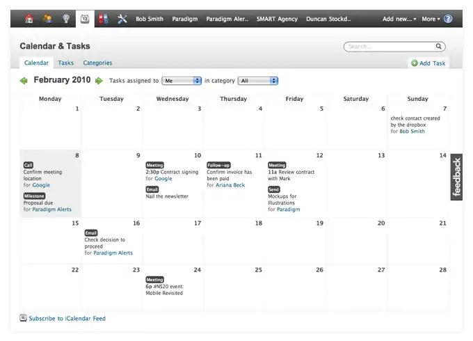 a computer screen shows a calendar for february 2010