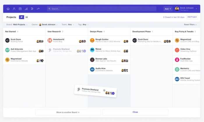 a screenshot of a project board showing the name promote shetland