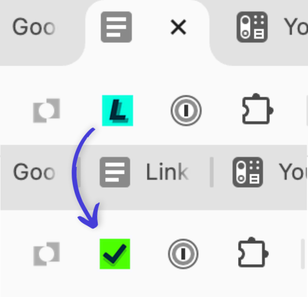 Two screenshots show the L icon change from an L to a tick if you already have that profile saved in your capsule account