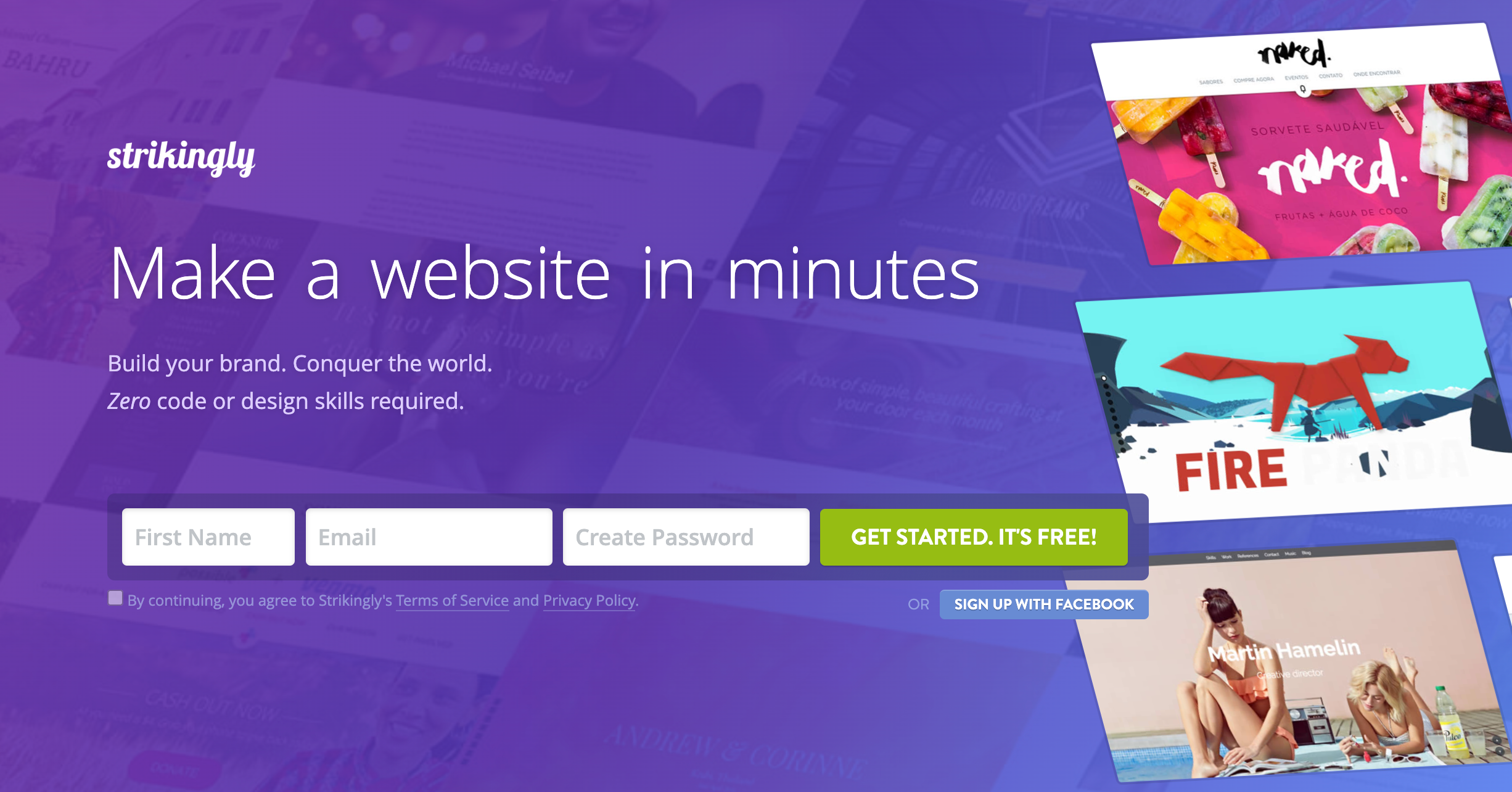a website that says make a website in minutes