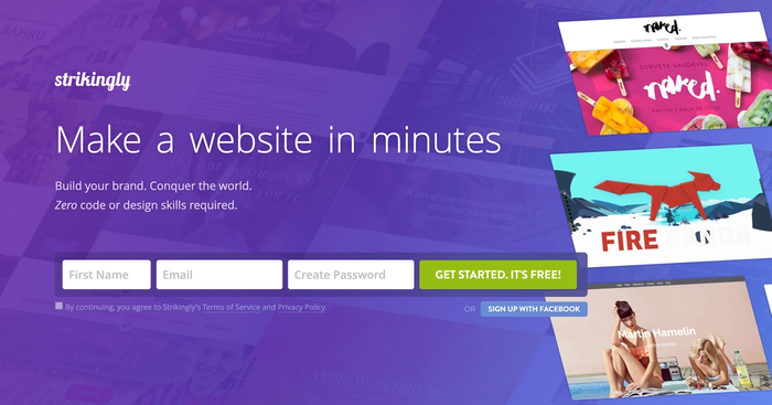 a website that says make a website in minutes