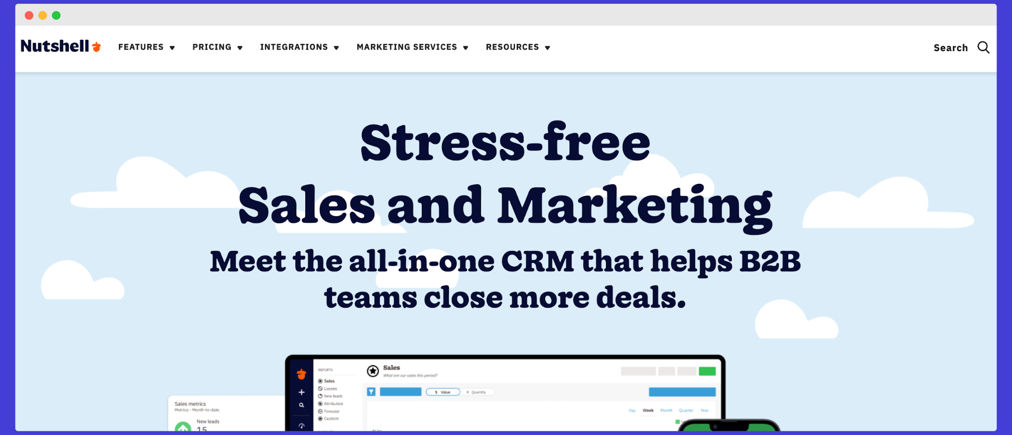 Nutshell CRM's website.
