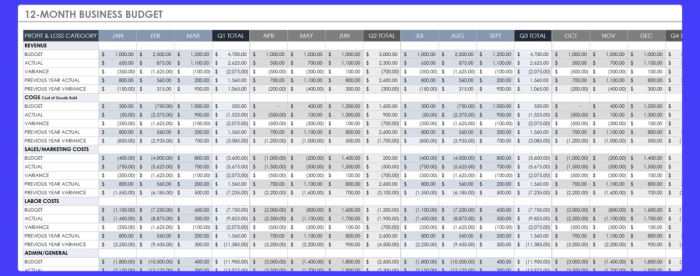 One-year budget template.