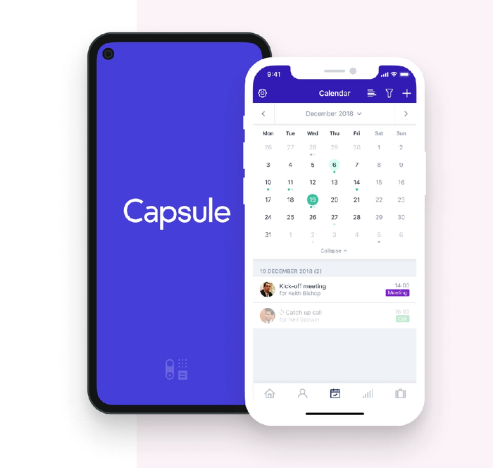 a phone with the word capsule on it