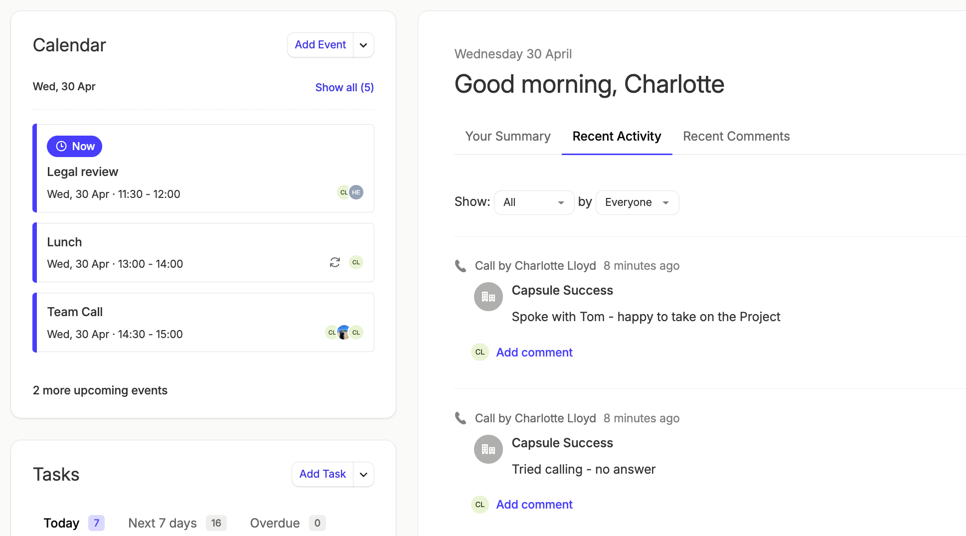 Overview of Outlook calendar integration on the home page
