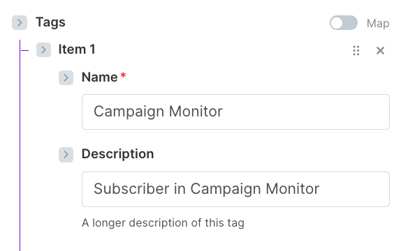 campaign monitor tag added in make tag field