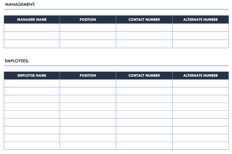 Contact list template