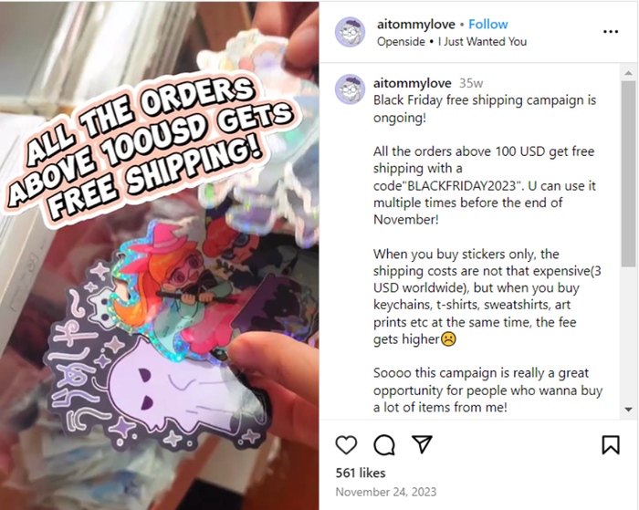 free shipping instagram post