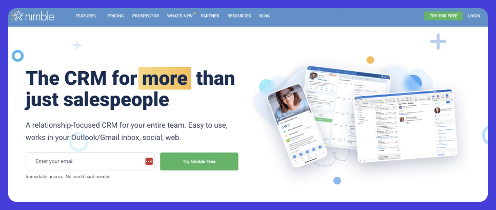 Nimble CRM website.
